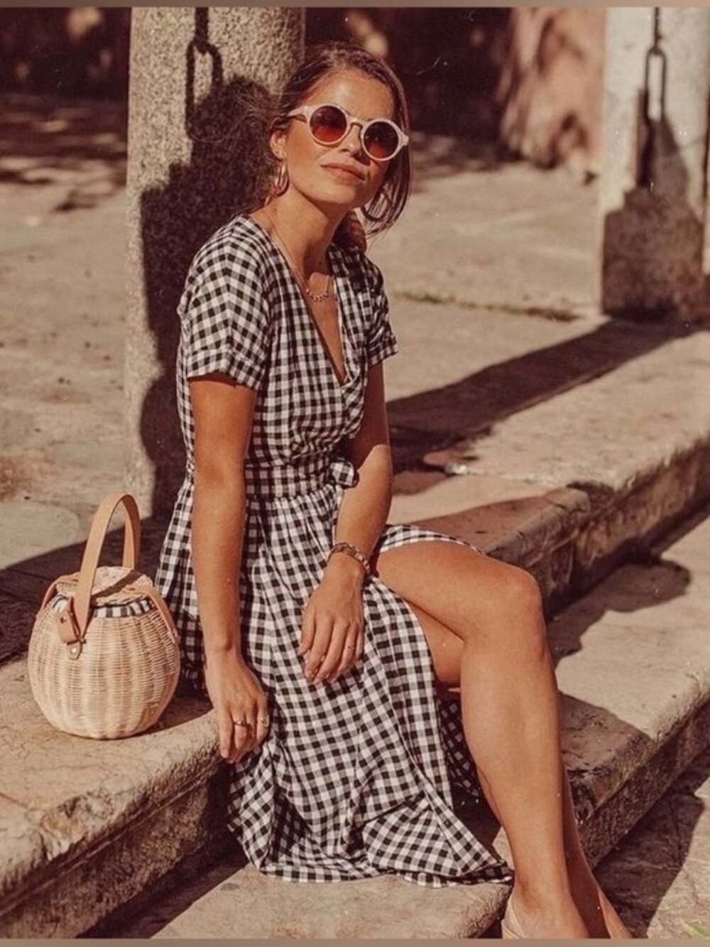 Sezane Marielle Dress - White / Black Gingham - US2 / FR34 - Picture 6 of 16